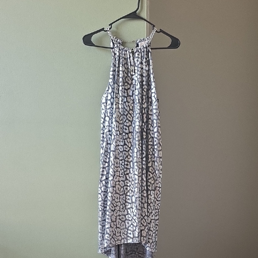 MICHAEL Michael Kors Black and Silver Chain Detail Dress
